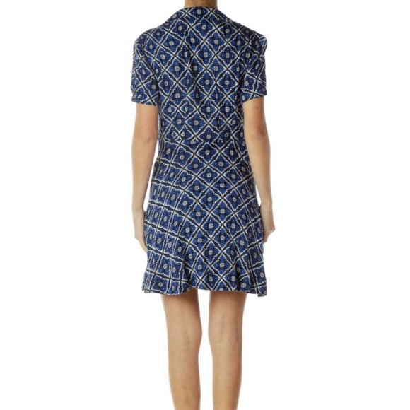 Free People Blue White Geometric Boho Mini Day Dress Button Up Size 0 - Picture 3 of 10